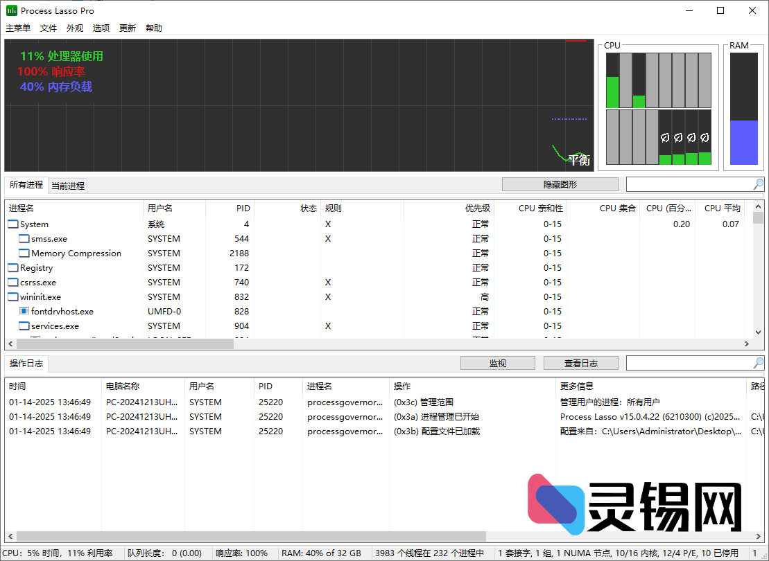 Process Lasso(进程优化工具) Pro-灵锡网
