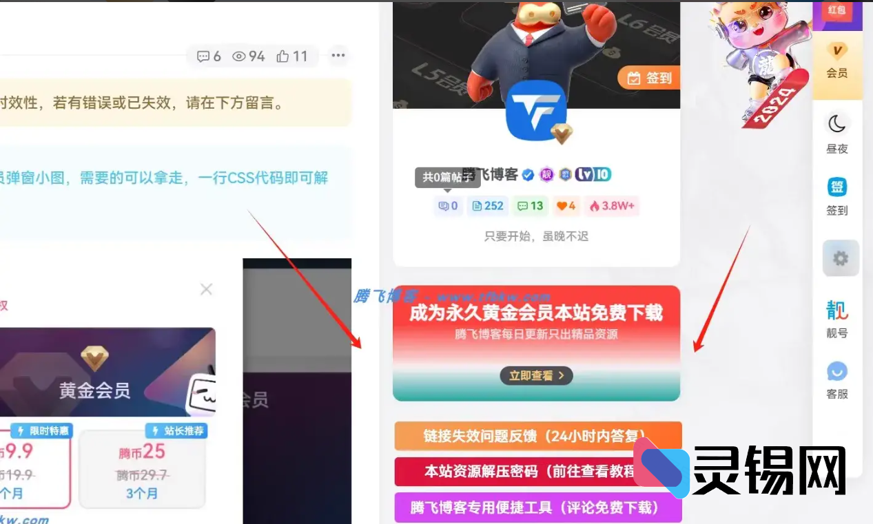子比主题美化 – 侧边栏小工具会员广告小模块-灵锡网