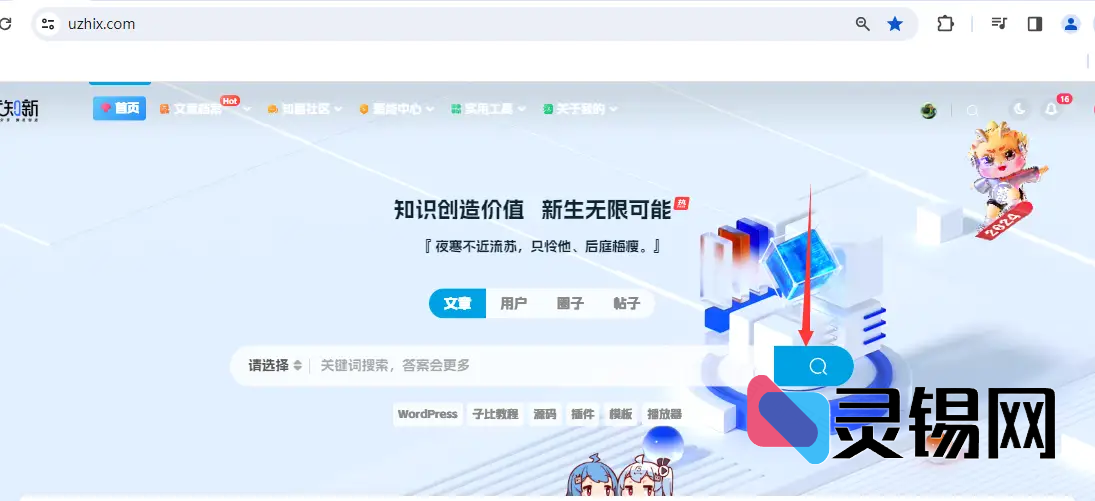 子比主题美化-给多功能搜索组件的搜索图标添加一个显眼包的背景样式-灵锡网