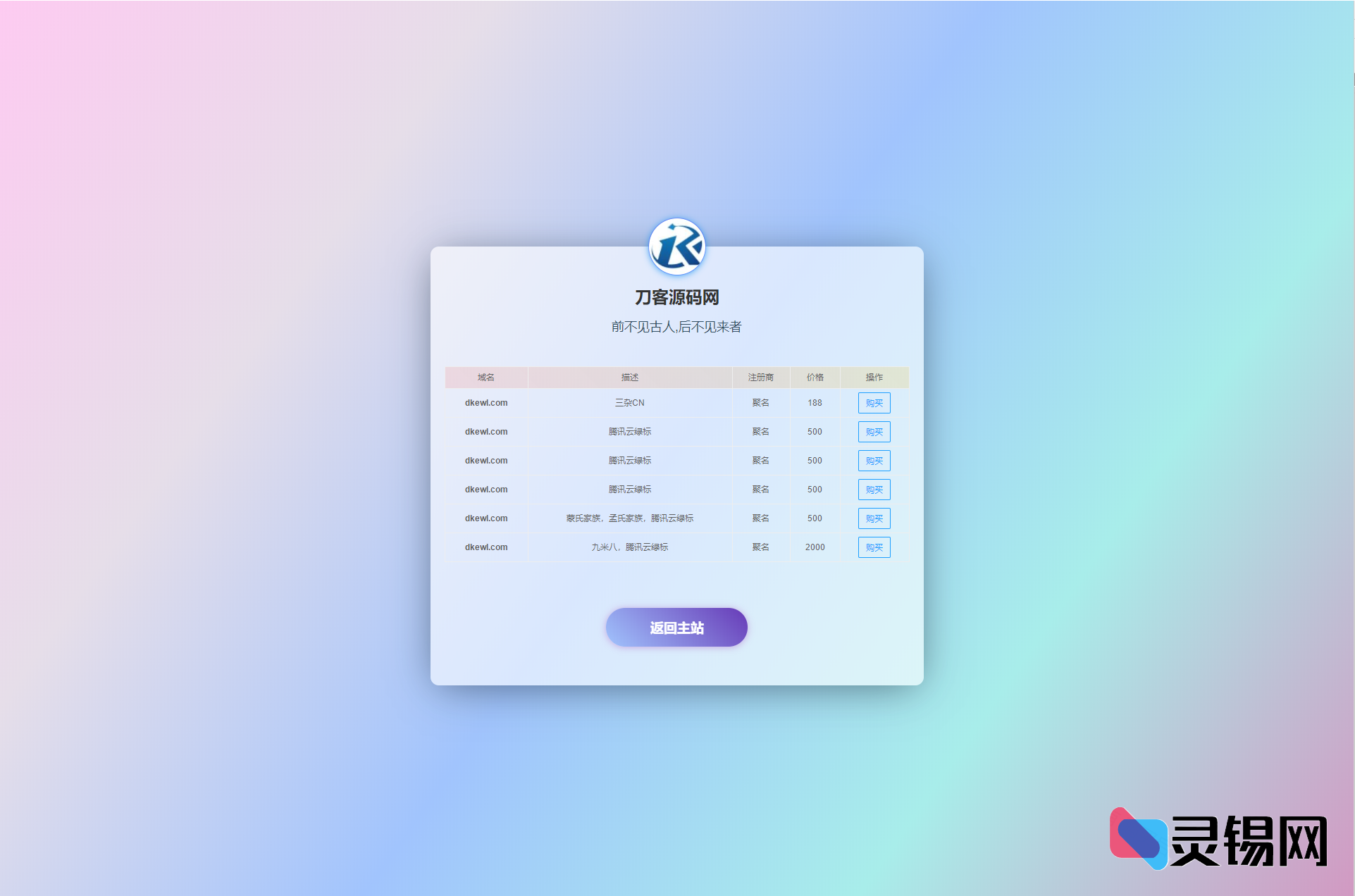 域名挂牌出售单页引导源码：HTML模板整合PHP-灵锡网