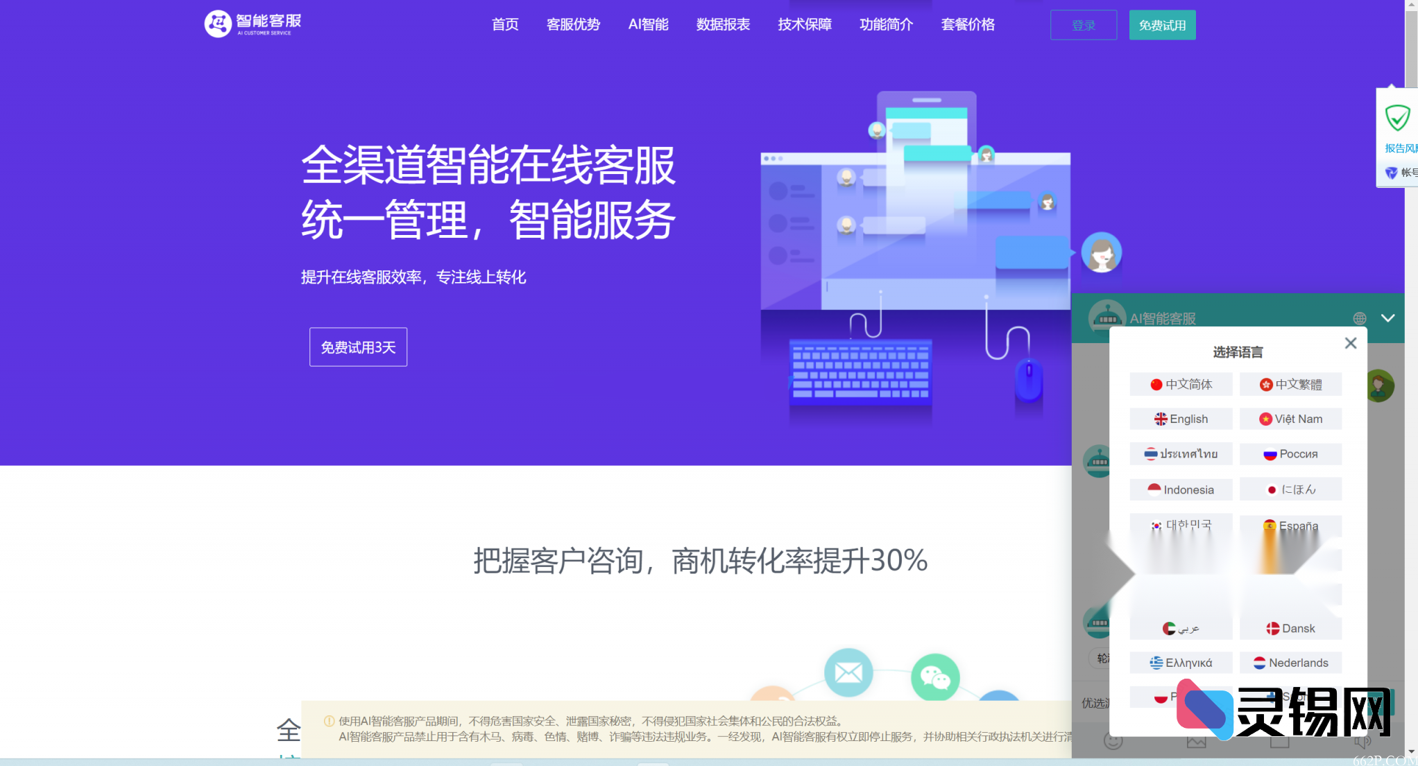 Ai智能客服系统在线客服网站源码_支持二十种语言【独家首发】-灵锡网