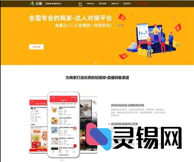 自媒体短视频直播带货落地页源码，DedeCMS单页模板（完美适配移动端）-灵锡网