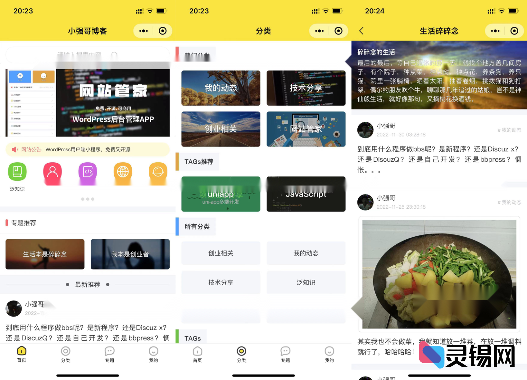 WordPress 一站式网站管理小程序源码分享-灵锡网